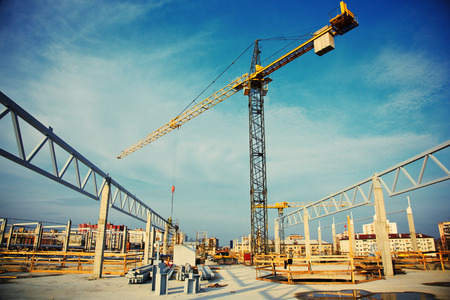 Tower crane at industrial construction site